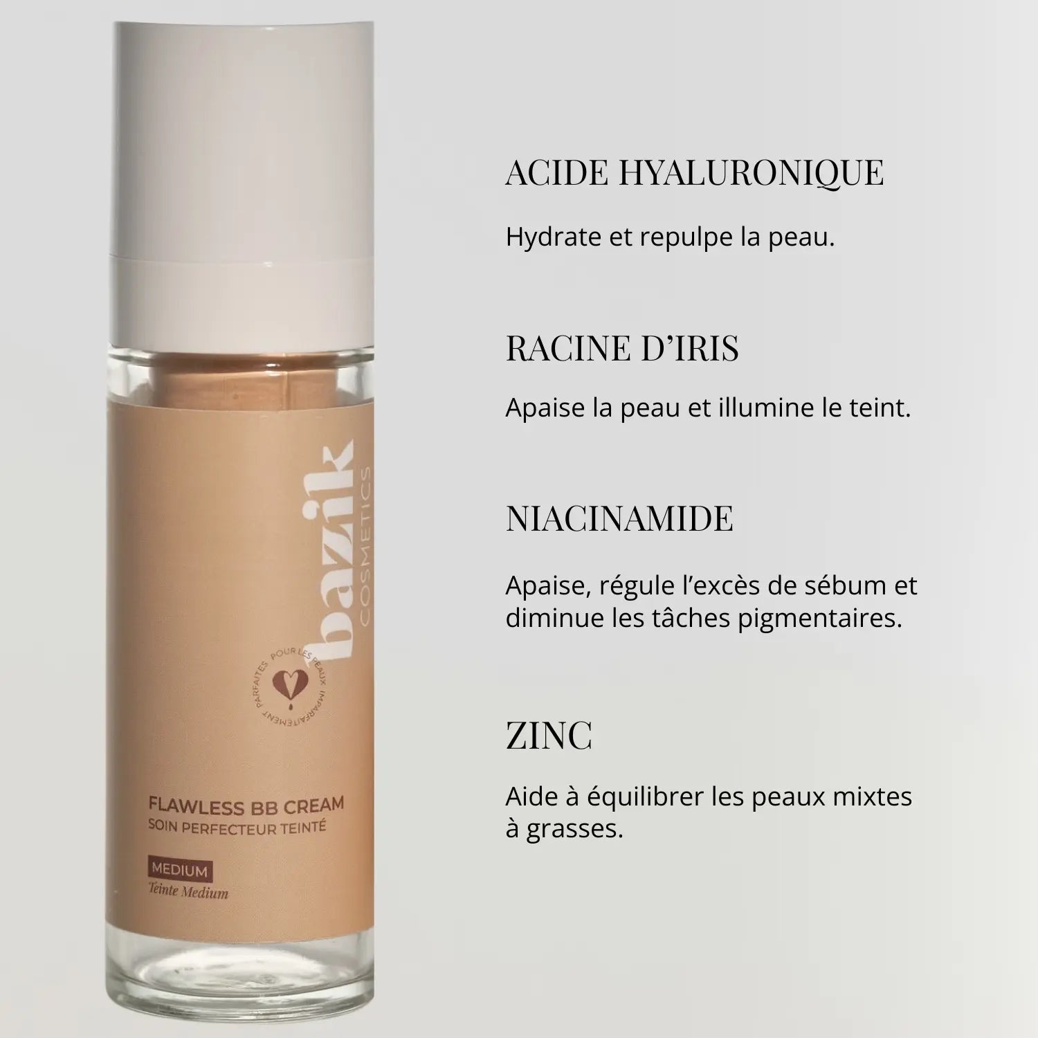 BB crème couvrance légère peau acnéique Bazik Cosmetics