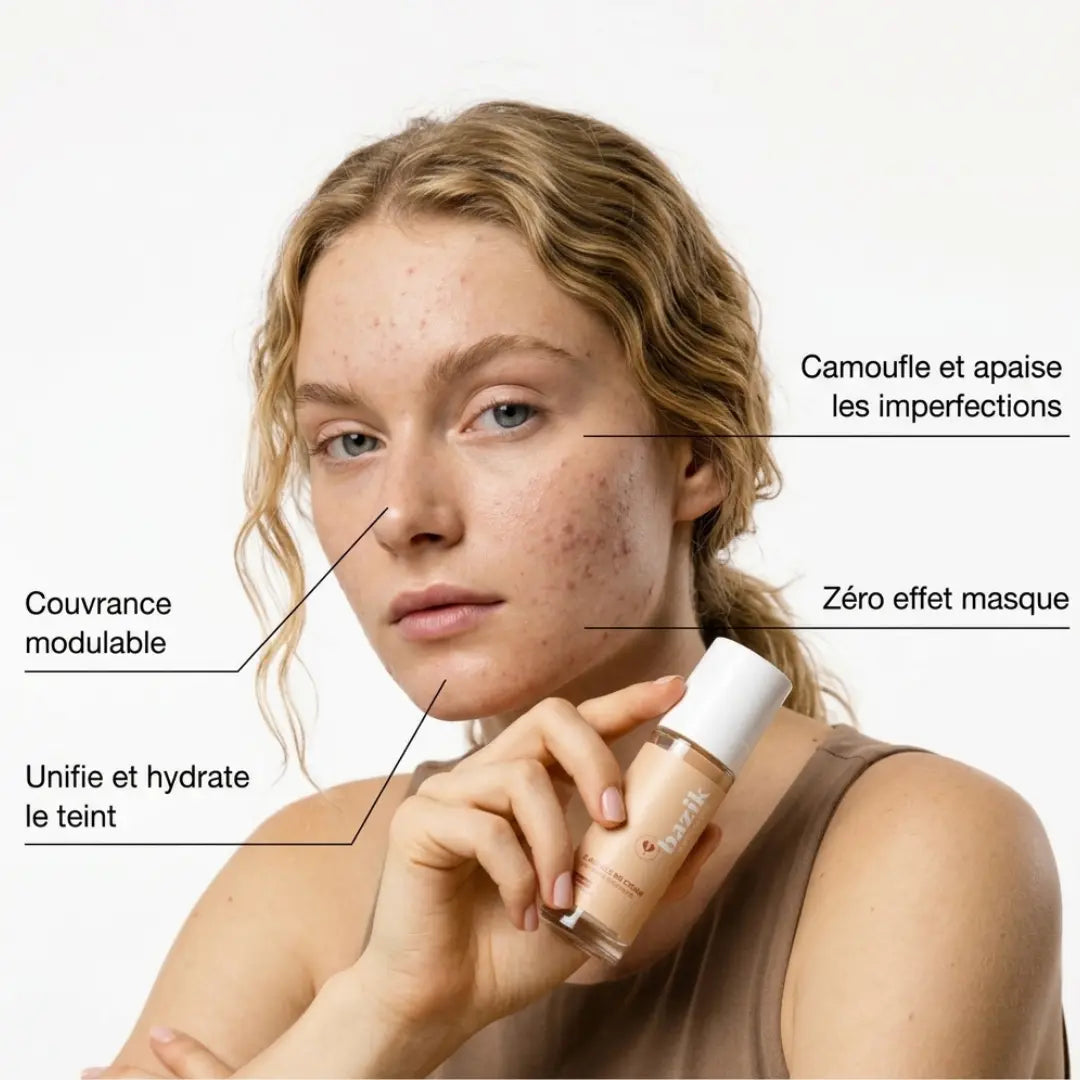 BB crème couvrance légère peau acnéique Bazik Cosmetics